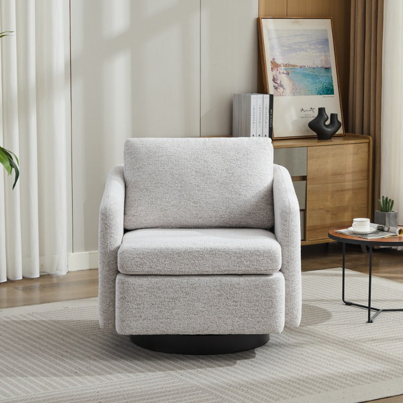 360° Swivel Lounge Armchair, Beige Chenille, for Living Bedroom Nursery, Comfy Round Accent Chair, 31.5"W, Single Sofa