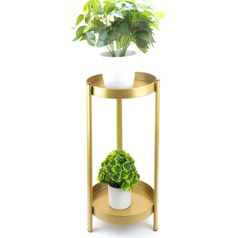 1pc Plant Stand Indoor Outdoor - Flower Pot Holder Metal Plant Rack Organizer, 2 Tiers Tall Plant Display Storage Shelf Table For Home Garden Patio Bathroom Office Living Room Balcony Corner