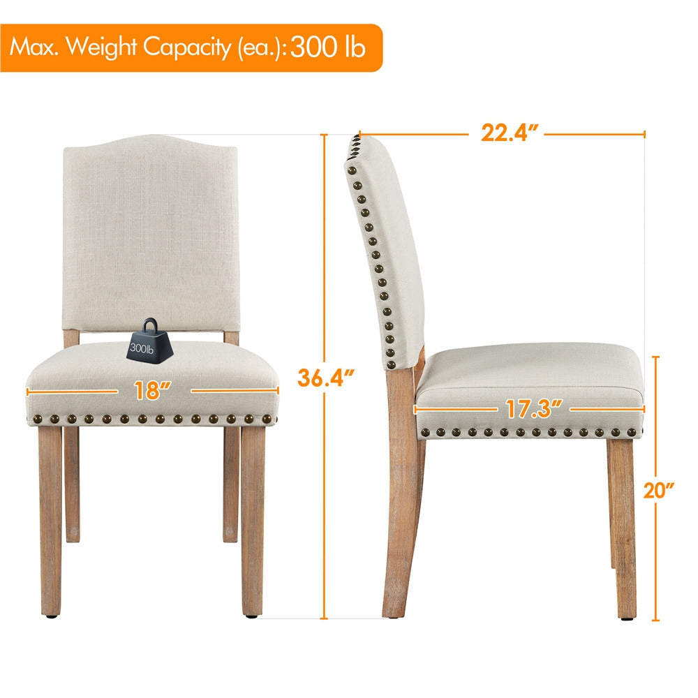 Dining Room Chairs Upholstered Kitchen Chairs Side Chairs with Solid Wood Legs and Nailhead for Home, Kitchen, Dining Room