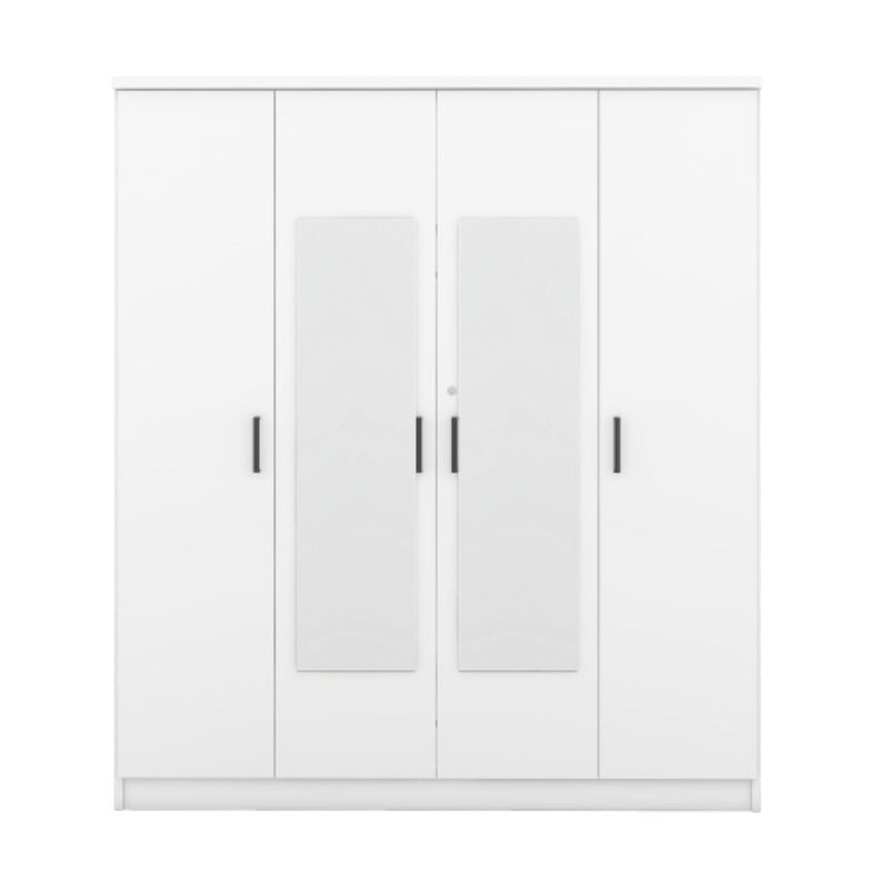 1pc Modern 4-Door Metal Wardrobe with Shelves Freestanding Closet Organizer System Under 27’’ Height Less than 3.2