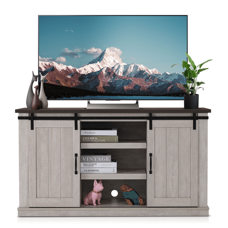 Rustic Farmhouse 65" TV Stand with Storage - Entertainment Center Console with Barn Doors for Living Room