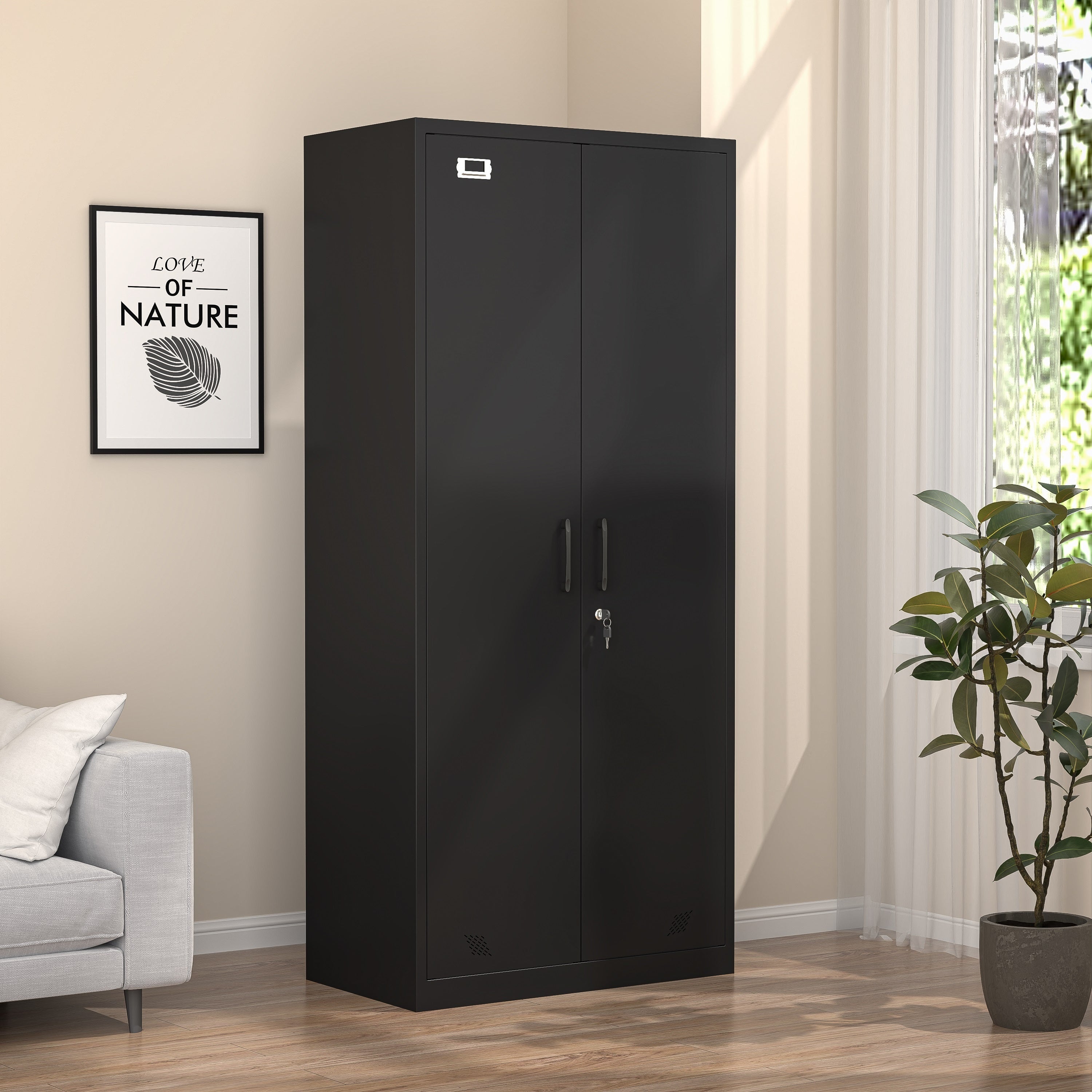 Modern Freestanding Wardrobe Armoire with Metal Handle - Wardrobe & Armoire’s Westberry Furniture