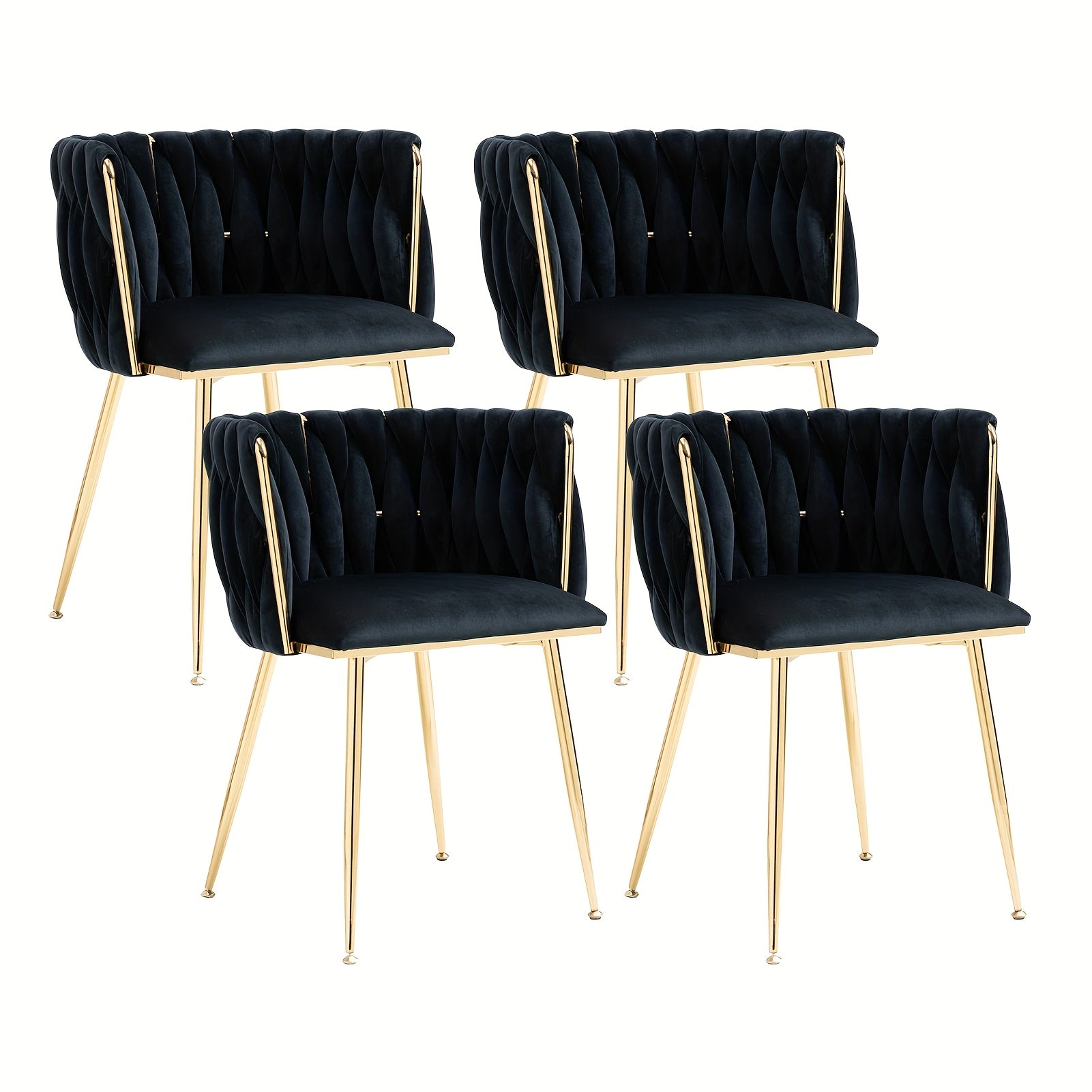 Velvet Dining Chairs Set of 4, Modern Upholstered Dining Chairs with Golden Metal Legs for Dining Room, Vanity, Kitchen, Living Room