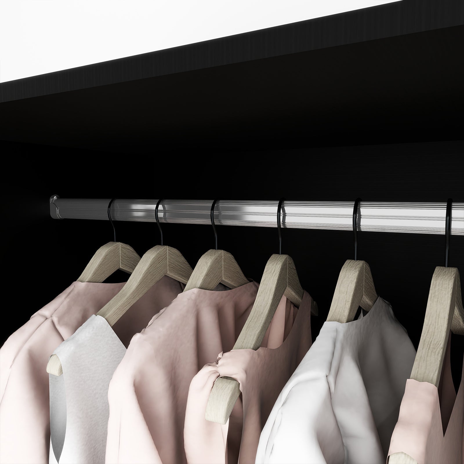 Modern Black Wooden Wardrobe Armoire with Drawer & Shelves - Waterproof Free-Standing Closet Storage Cabinet