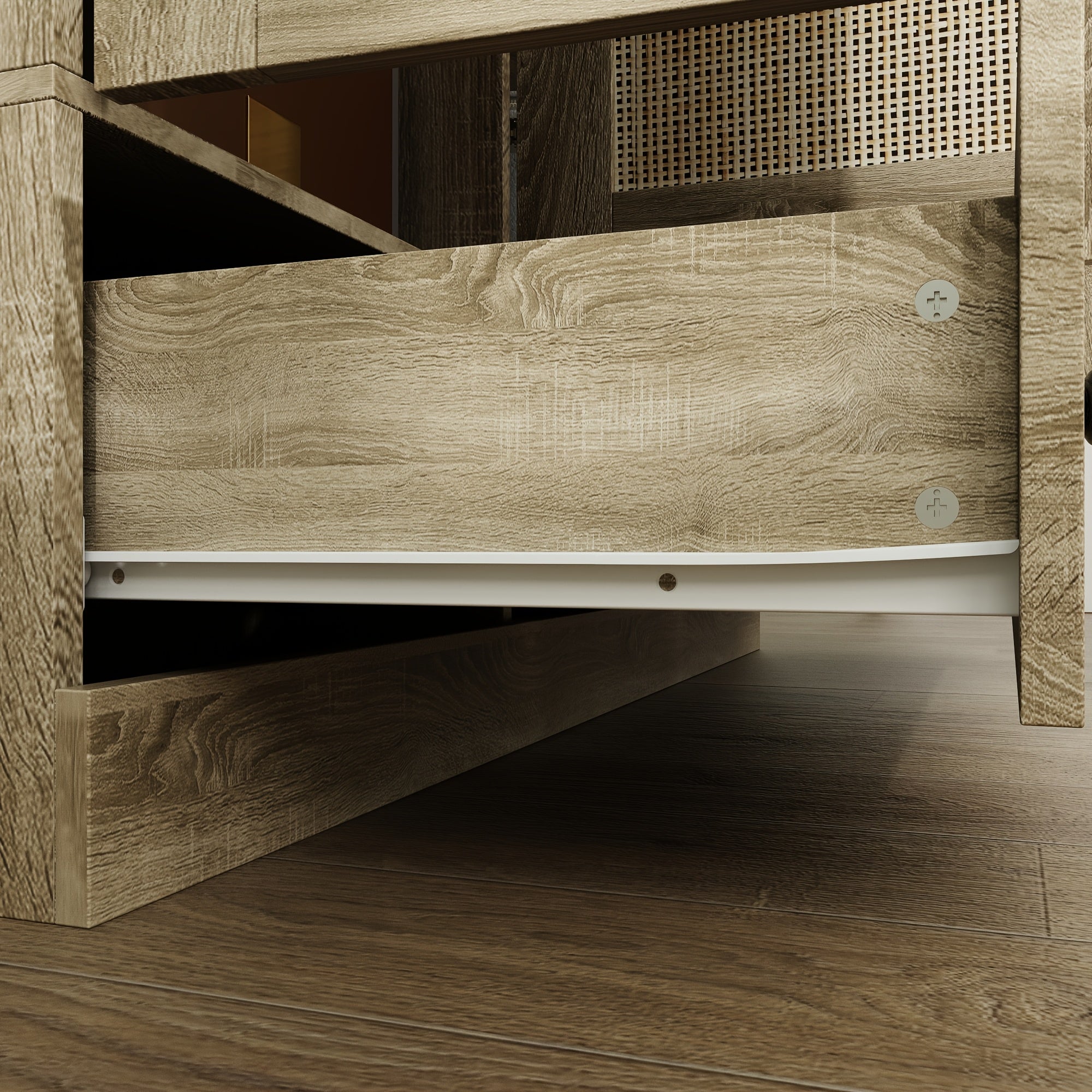 Modern Wardrobe Armoire Wooden Closet with 3 Drawers Shelves And Hanging Rods Storage Cabinet And Clothing Organizer