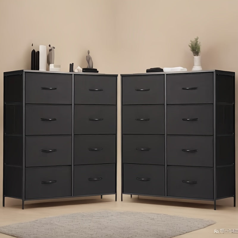 1 Or 2-piece 8-drawer Dresser With Metal Frame, High Feet, Can Be Mounted On The Floor Or Fixed To The Wall, Save Space, Quick Storage, Suitable For Indoor Use, Bedroom Storage