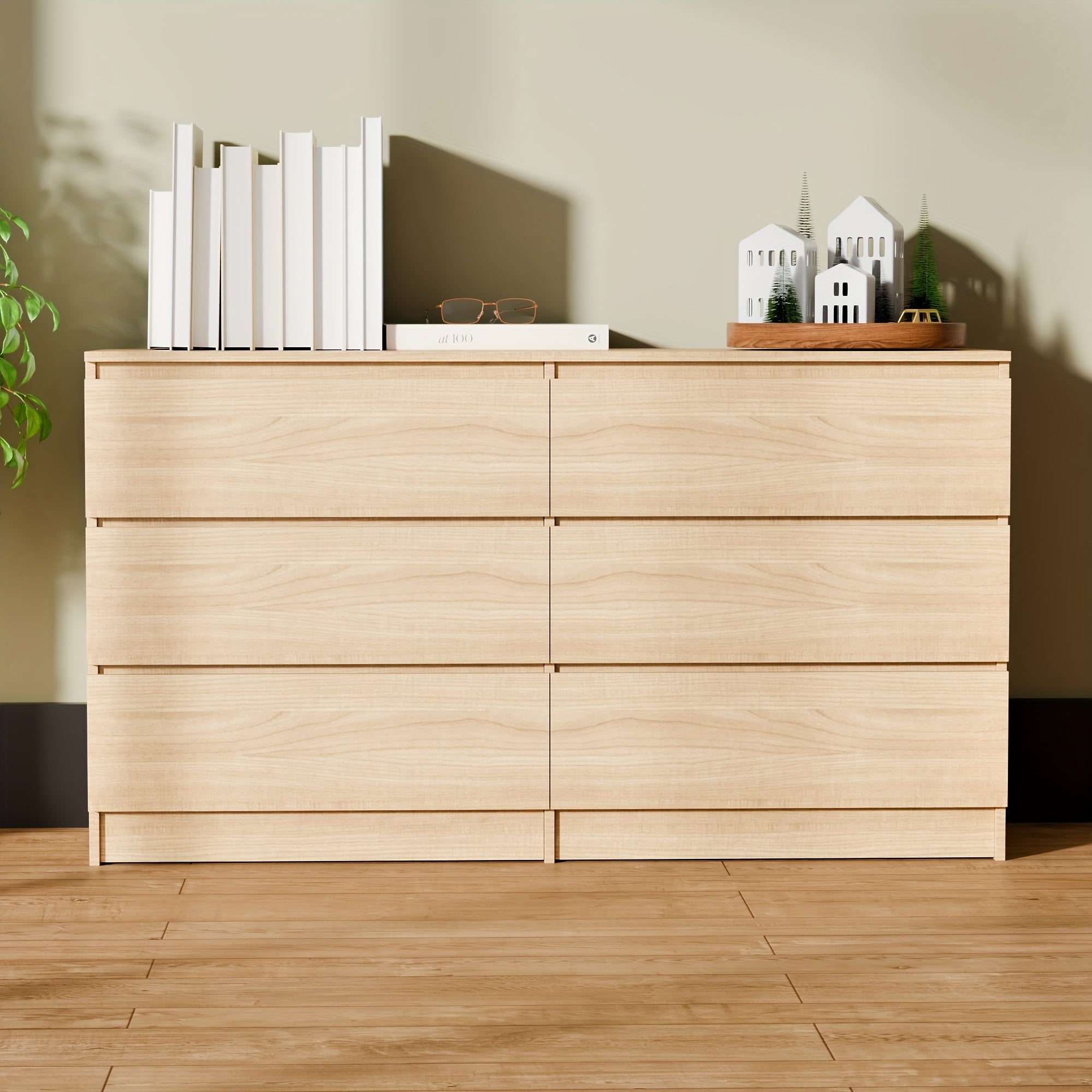 Spacious 6-Drawer Dressing Table - Large Capacity Multifunctional Storage Cabinet for Bedroom & Living Room