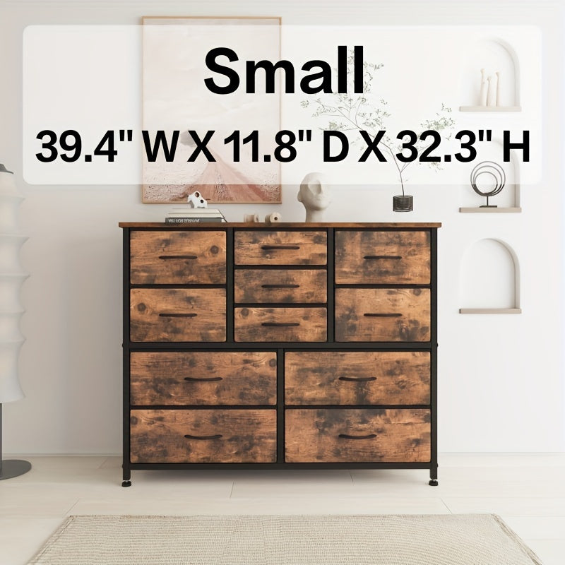 1pc 11 Drawers Dresser For Bedroom, Wide Dressers & Chests Of Drawers With Wood Top, Fabric Storage Dresser, TV Stand, Bedroom Living Room Entry Closet Storage Drawer Units