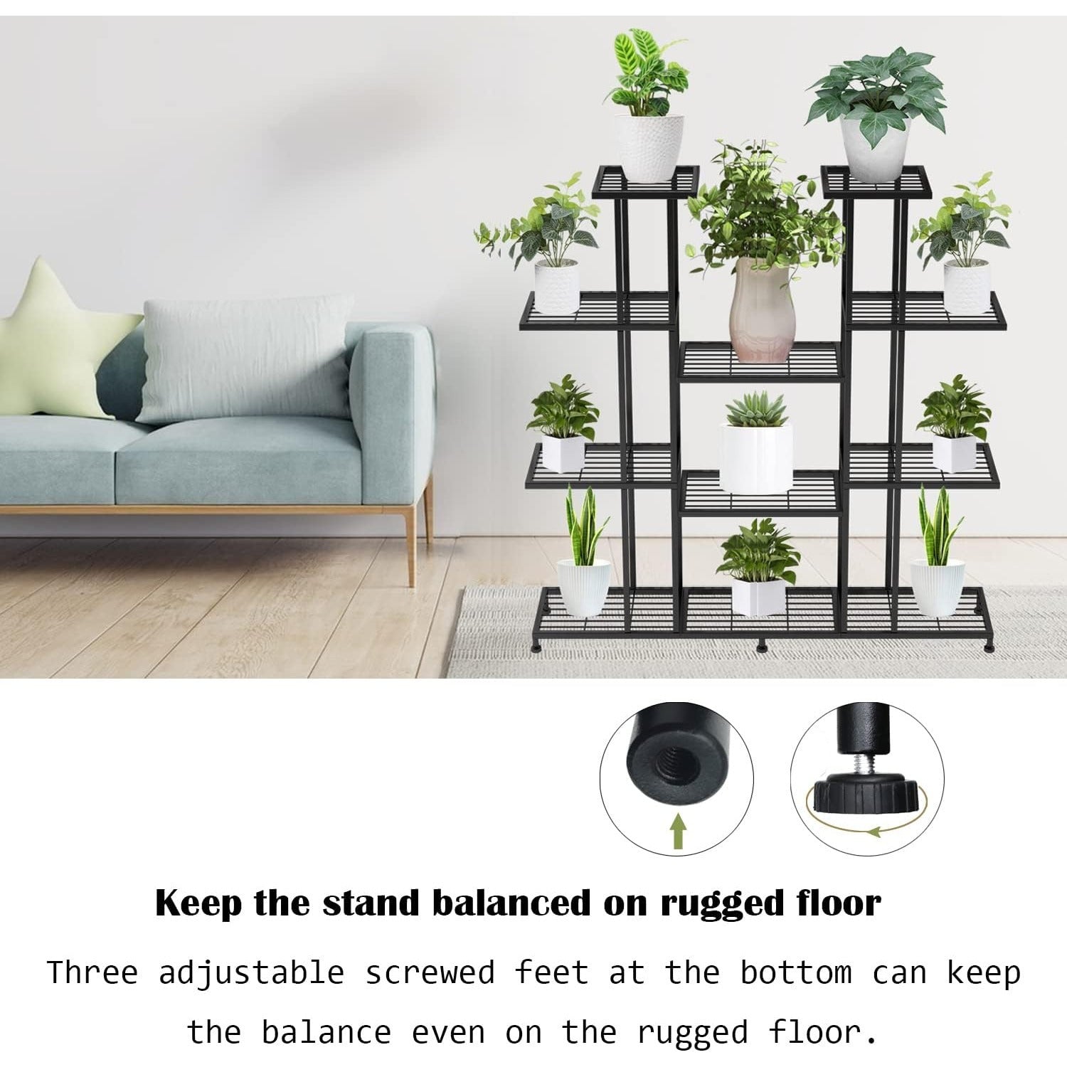 Metal Plant Stand, large indoor Plant Stands Decorative Black Steel Plant Shelf for ontdoor Patio Garden Balcony and Yard, tall multi tier plant stand (9 Tier) Garden Houses