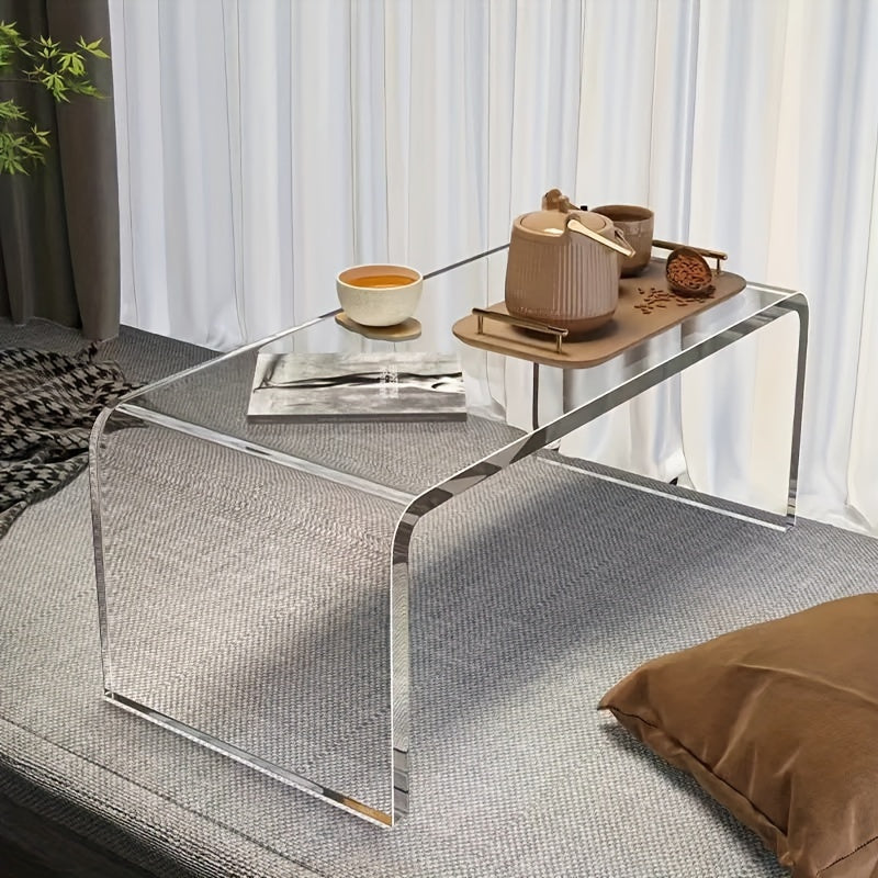 Premium Acrylic Coffee Table, Rectangle Clear End Table with Round Edges, Modern Accent Table for Home Decor