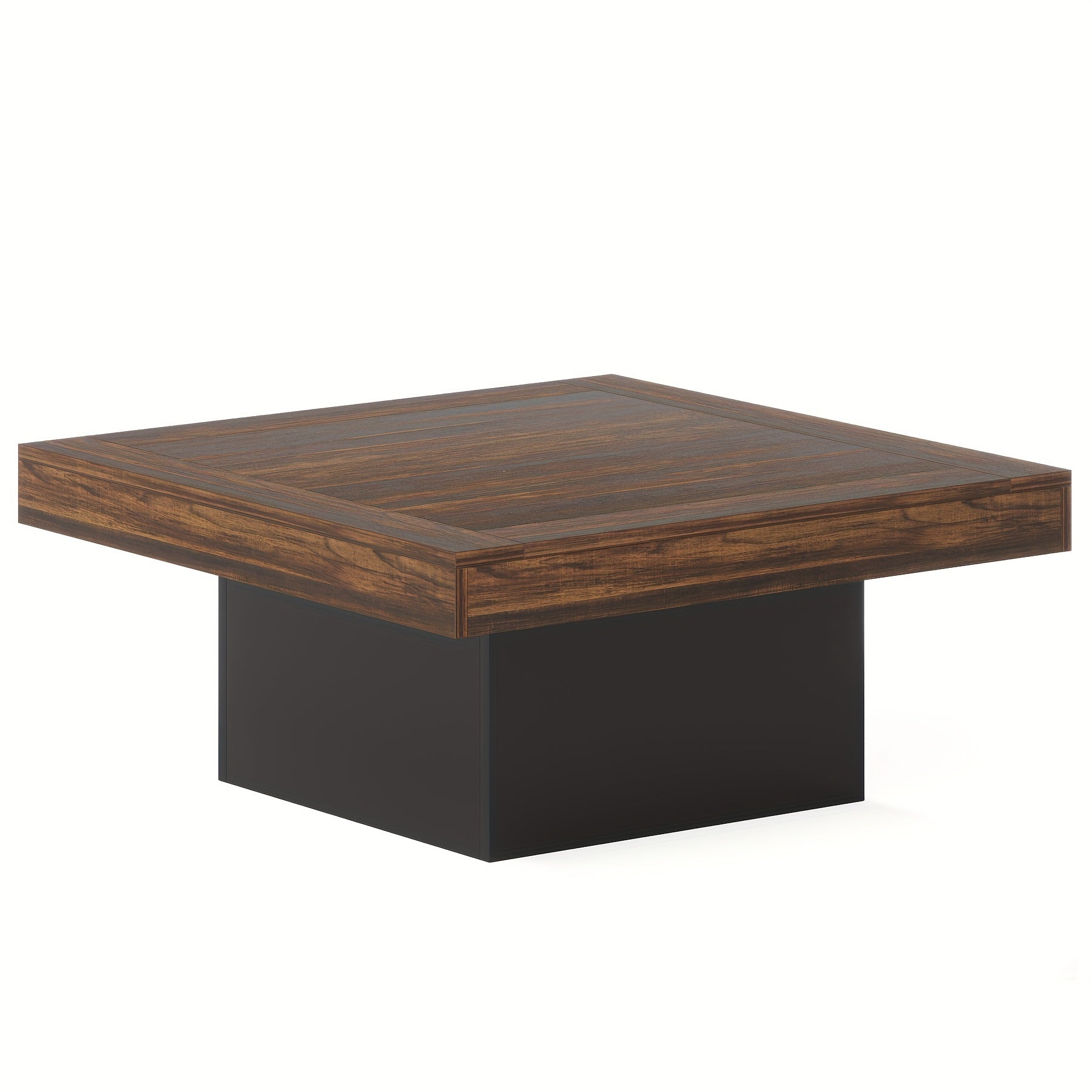 Vintage Style Square Wooden Coffee Table with Storage - Modern Minimalist Design for Living Room, Sofa Side Table, Brown/Black