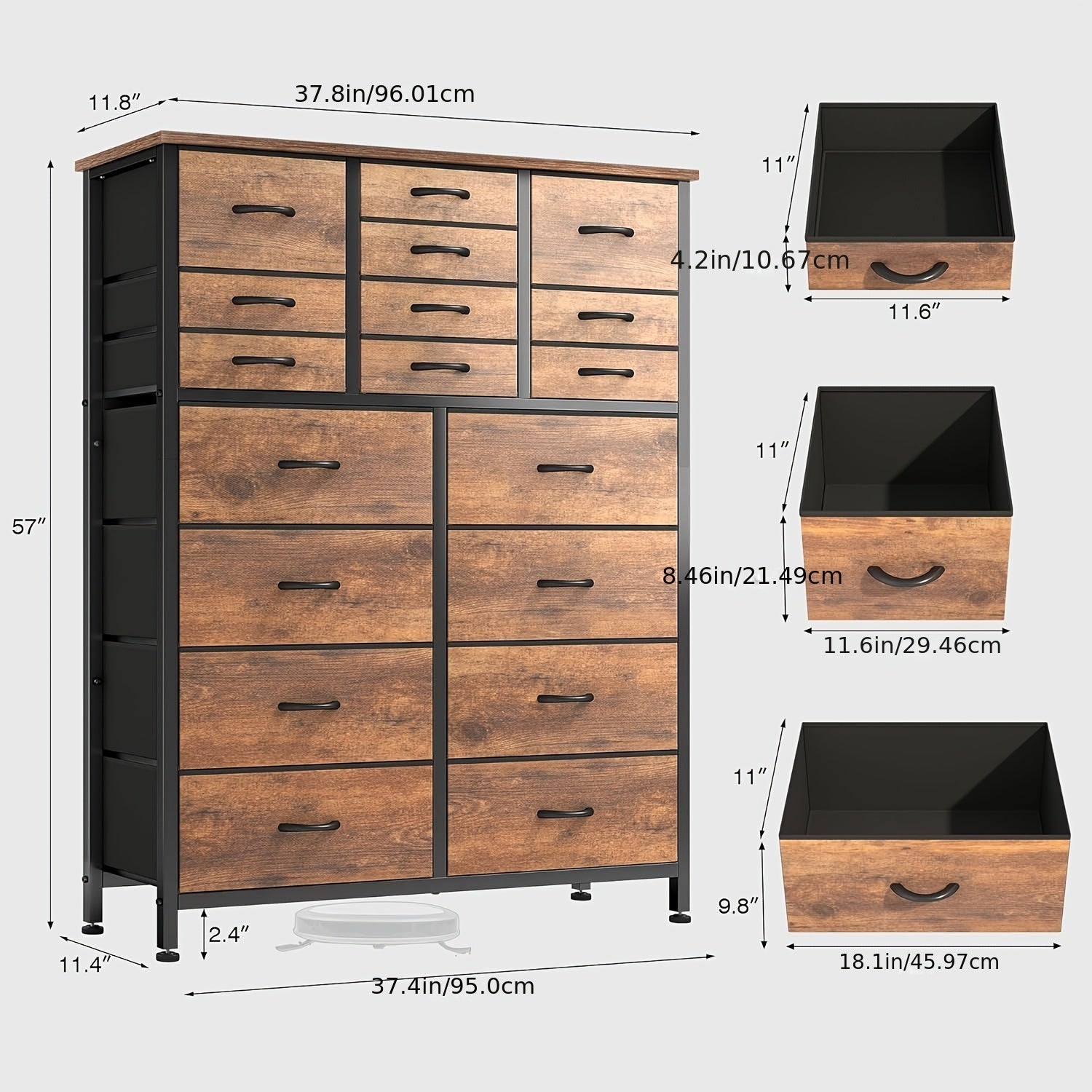Dresser For Bedroom With 18 Fabric Drawers Tall Storage Dresser Chest Of Drawers For Closet Nursery Bedside Living Room