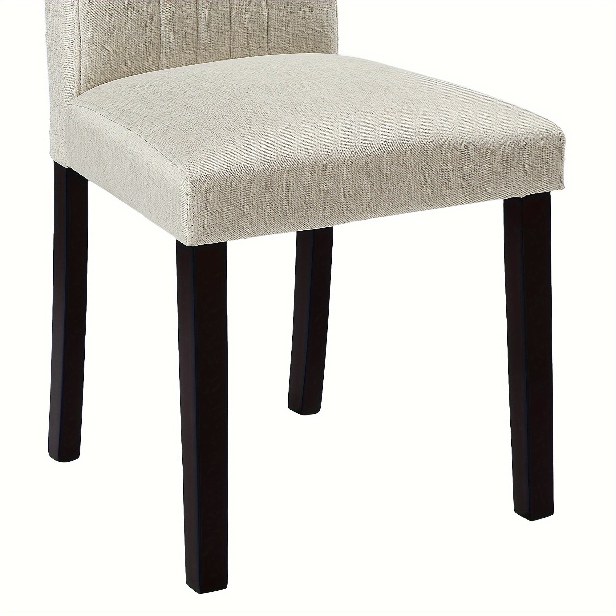 Set Of 2/4 Modern High Back Dining Chairs Fabric And Solid Wood Legs Chairs For Living Room, Dining Room, Beige