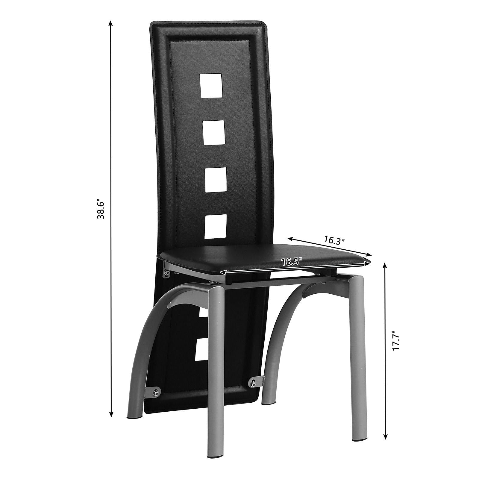 Modern Dining Table Set with 1 Glass Dining Table and 4 Leather Chairs 5pcs Dining Table Set for Kitchen & Breakfast