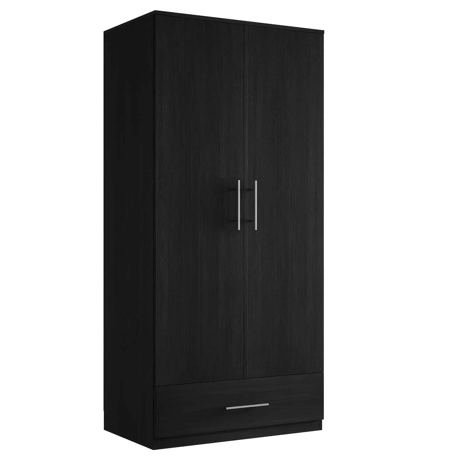 2 Door Wardrobe with Drawers, Independent Wardrobe with Hanging Rods, Bedroom Specific Wooden Clothing Storage Cabinet with Large Storage Capacity