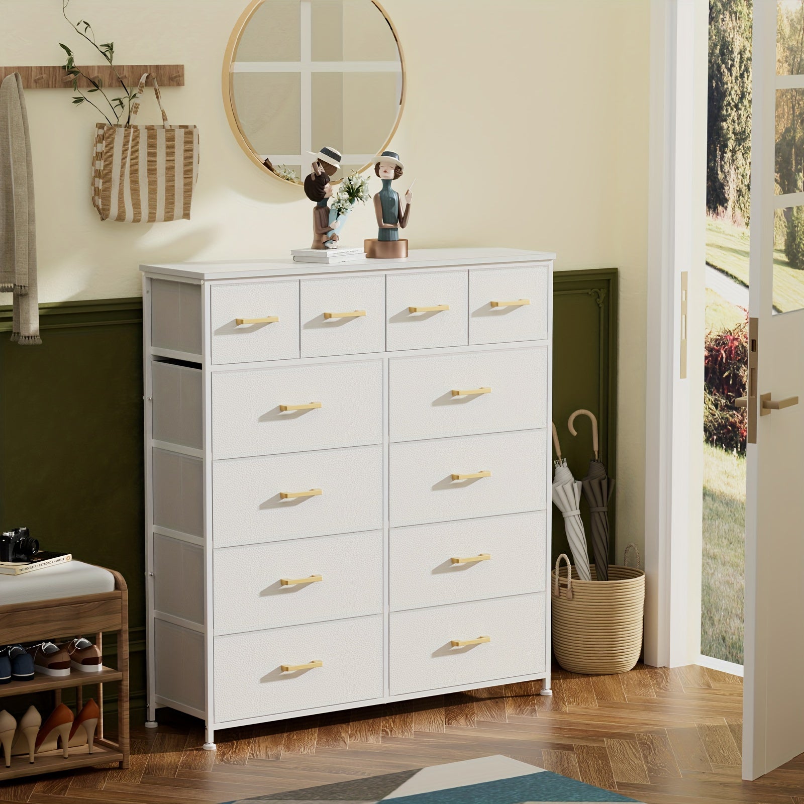 12-Drawer Tall Dresser Bigger & Wider Dresser For Bedroom, Modern Style Wardrobe, Prefect Storage Cabinet For Living Room, Entryway, High-Quality Dresser Glacier White