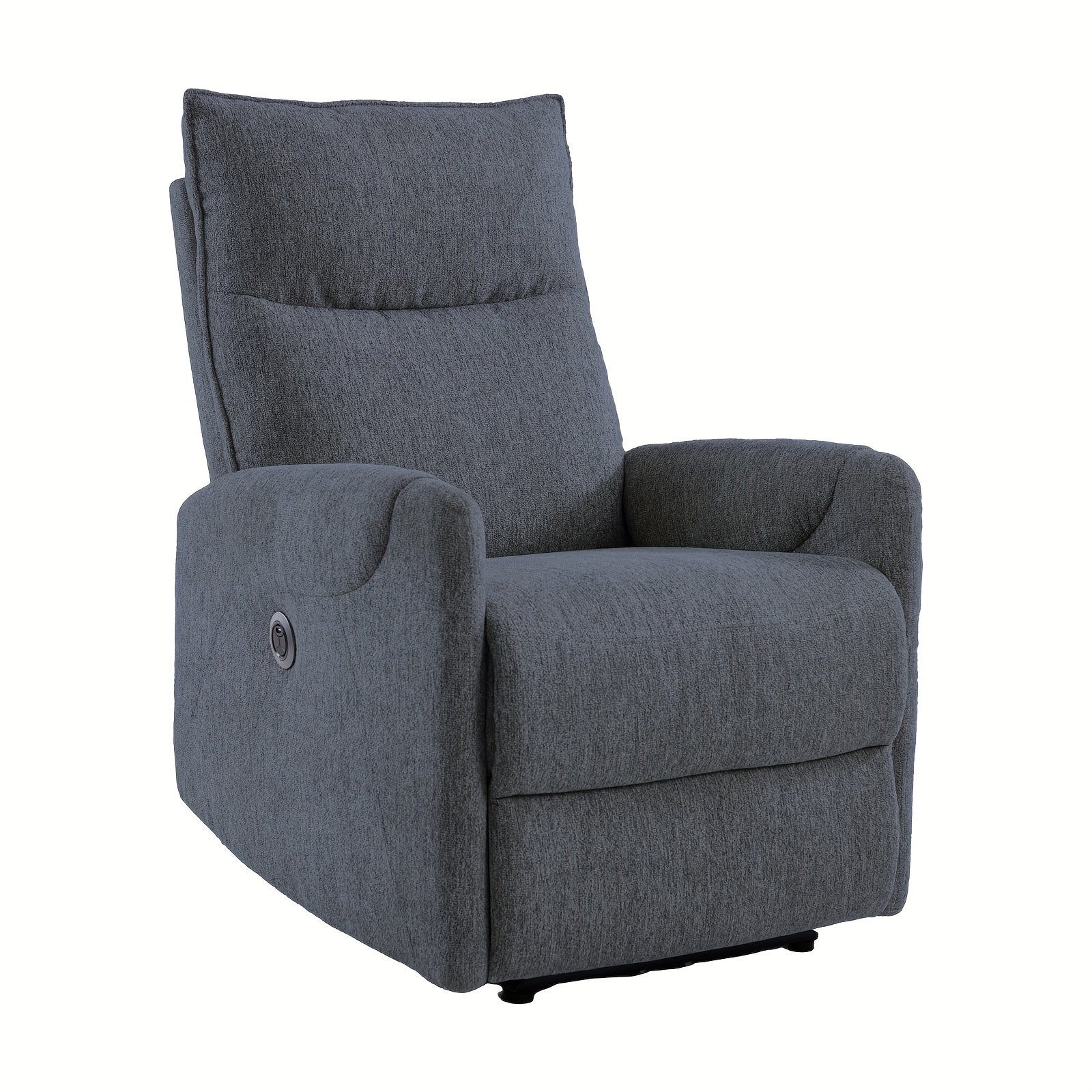 Luxurious Blue Linen Electric Recliner Chair with USB Port - Plush Padded Power Sofa, Solid Back, Wood Frame, Ideal for Living Room, Bedroom, Home Theater, Chair for Living Room