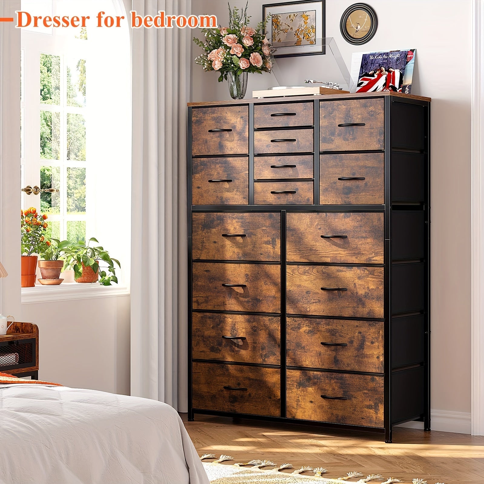 Dresser For Bedroom With 16 Drawer, Dressers & Chests Of Drawers, Tall Dresser For Bedroom, Fabric Dresser Bedroom Furniture With Drawer For Closet Entryway, Dresser Organizer With Fabric Bins For Lab