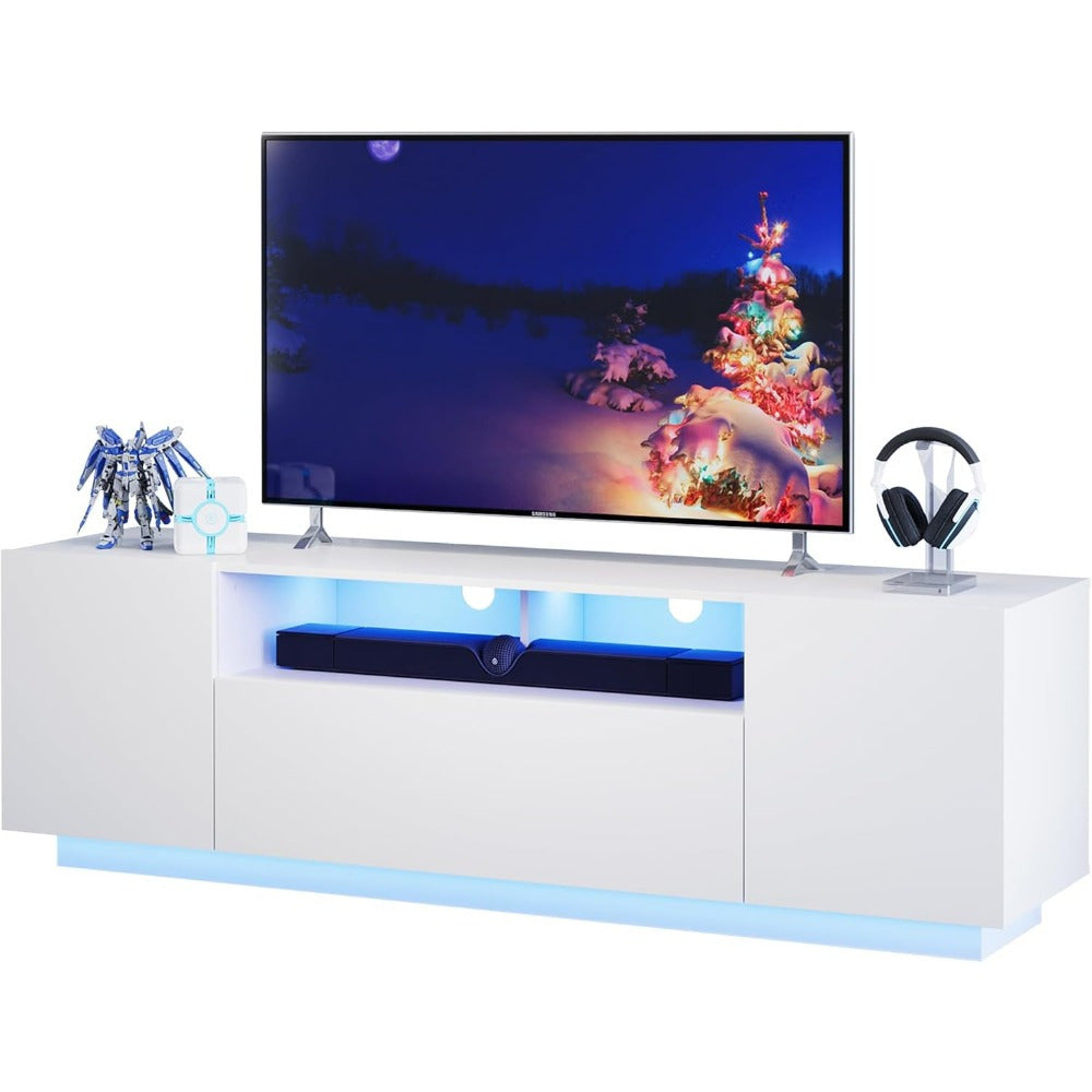 Office TV Stand for 65 Inch TV Modern Entertainment Center with LED 58’’ TV Console with Storage Cabinet TV Stands