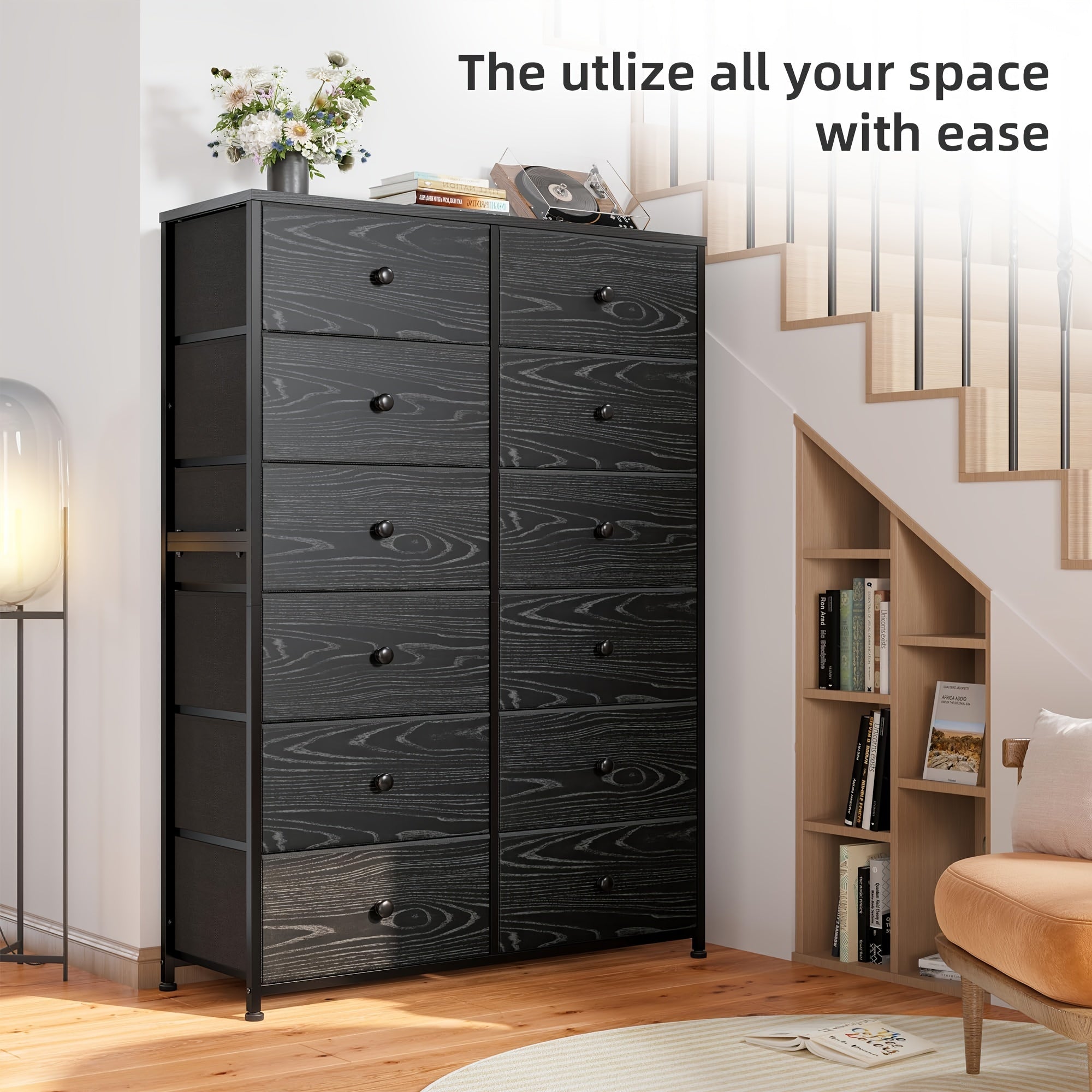 Tall Dresser For Bedroom, 12 Drawer Dresser For Bedroom, Fabric Dresser & Chest Of Drawers For Bedroom Dressers With 12 Large Drawers For Closet Living Room Entryway, 34.7"Dx11.8"Wx52.4"H