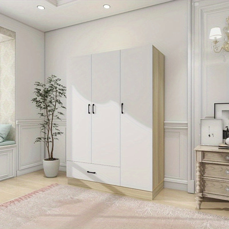 Doors Bedroom Armoire Wardrobe Closet Cabinet Wardrobe Closet with Hanging Rod Wood Closet Wardrobe for Large Storage Armoires and Wardrobes with Drawers Wooden