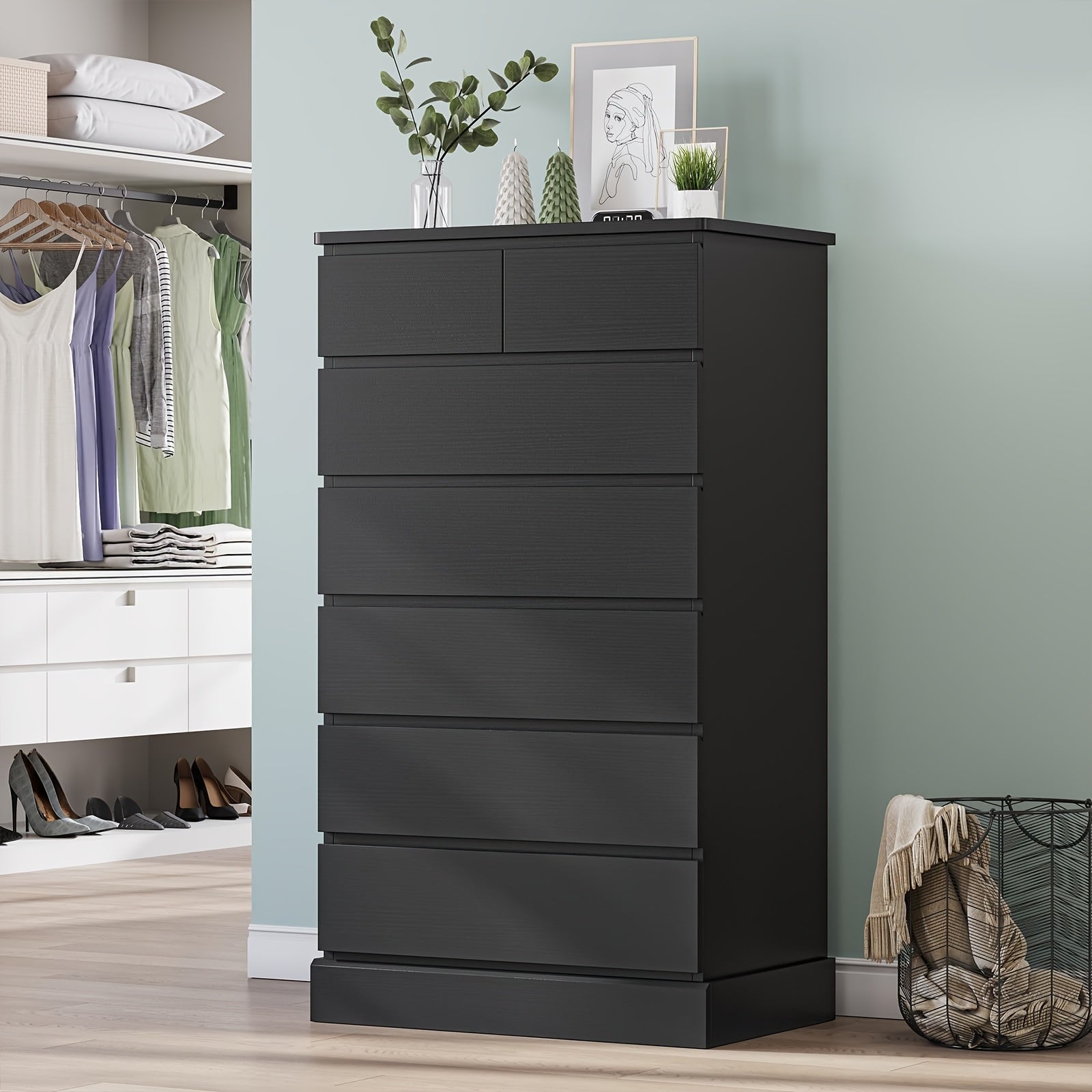 Tall Dresser With 7 Drawers For Bedroom 132cm Tall Dresser And Chest Of Drawers Modern Closet Organizer And Storage