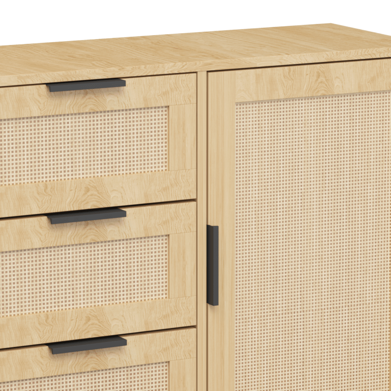 Modern Rattan Wood Dresser Wood Storage Cabinet Sideboard for Bedroom, Living Room, Entryway, Hallway, Storage Drawer Units