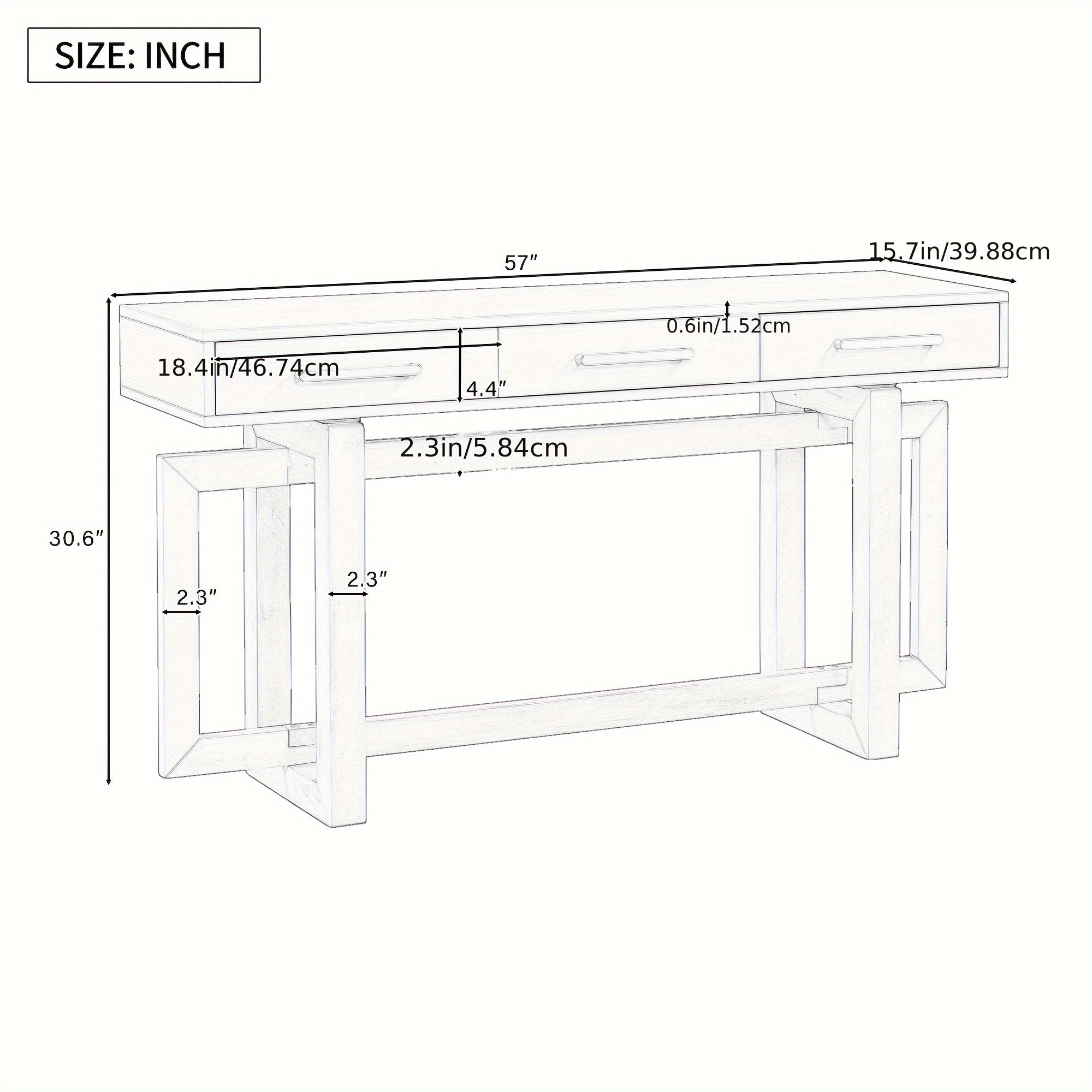 Elegant Console Table With Three Drawers, Extra Long Entryway Table For Entryway, Hallway, Living Room, Foyer, Corridor