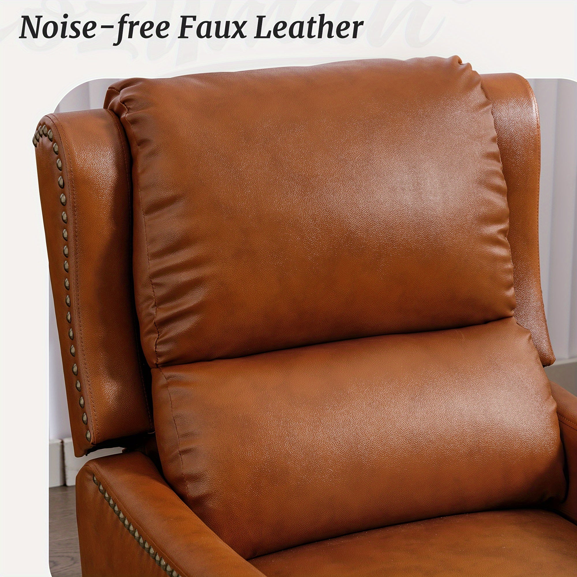 Push Back Recliner Chair In Faux Leather, Upholstered With Footrest, Modern Design For Bedroom, Small Spaces, And Living Room