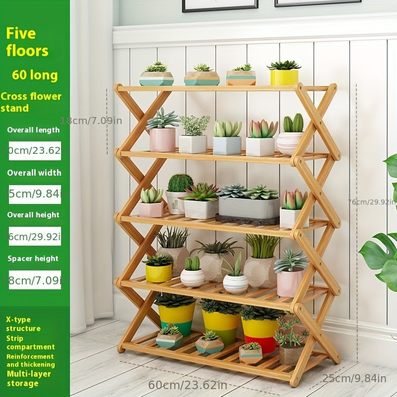 1pc Multi-Layer Flower Rack Indoor Living Room Floor Type Flower Pot Rack Green Plant Balcony Decorative Storage Rack