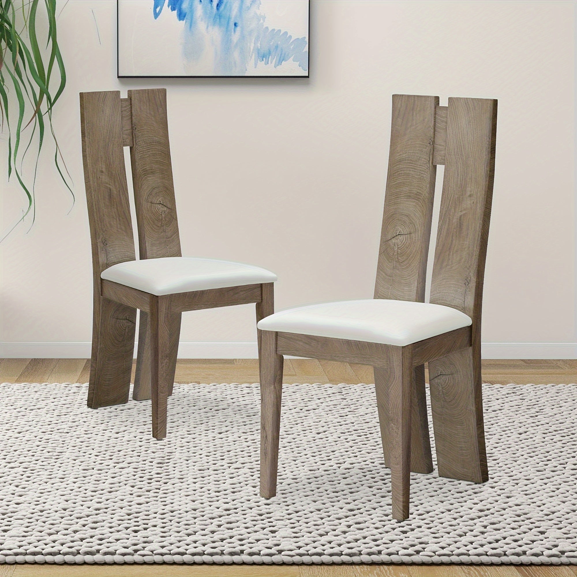 Dining Chair Set Of 2 MDF, Sponge.PU Leather Upholstered Cushion Seat Wooden Back Side Chairs Wood Armless Dining Chairs With High Back.