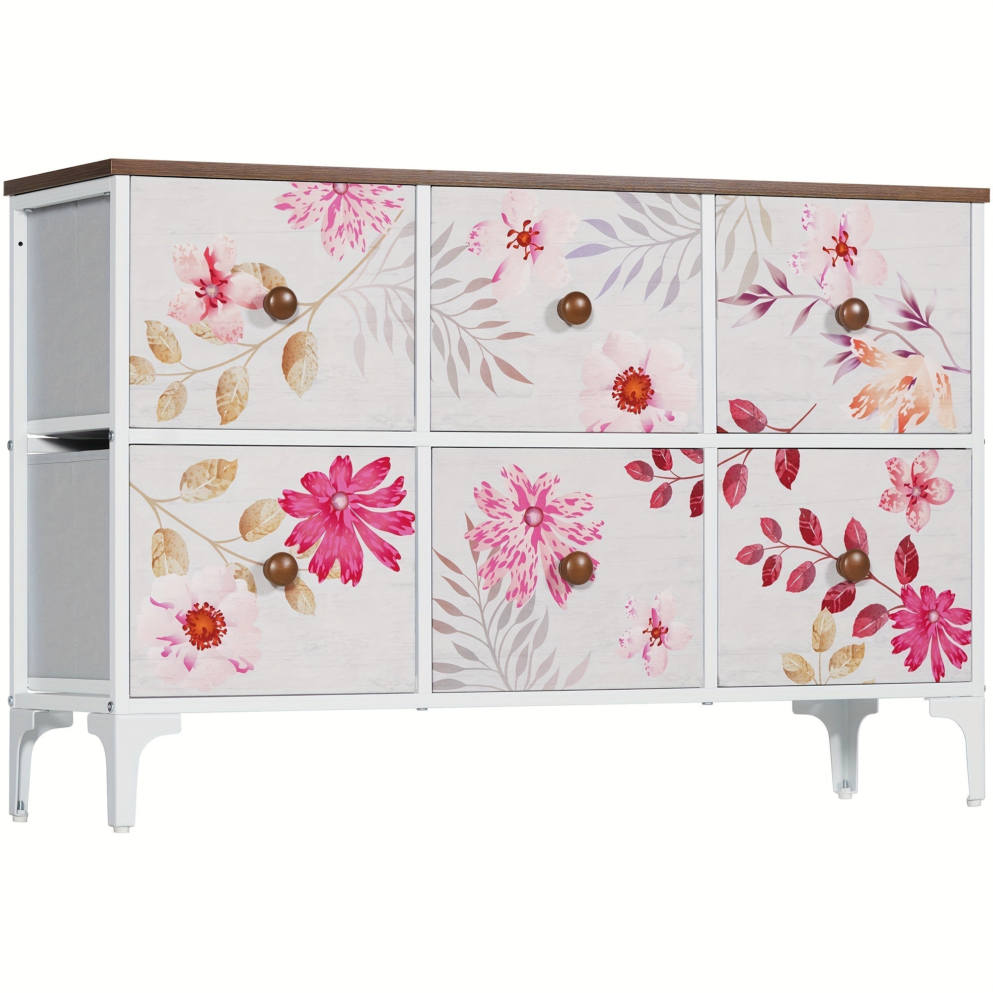 6 Drawer Dresser for Bedroom, Dresser for Closet, Sturdy Steel Frame, Wooden Top, 25.9'' H X 39.4'' W X 11.7'' D