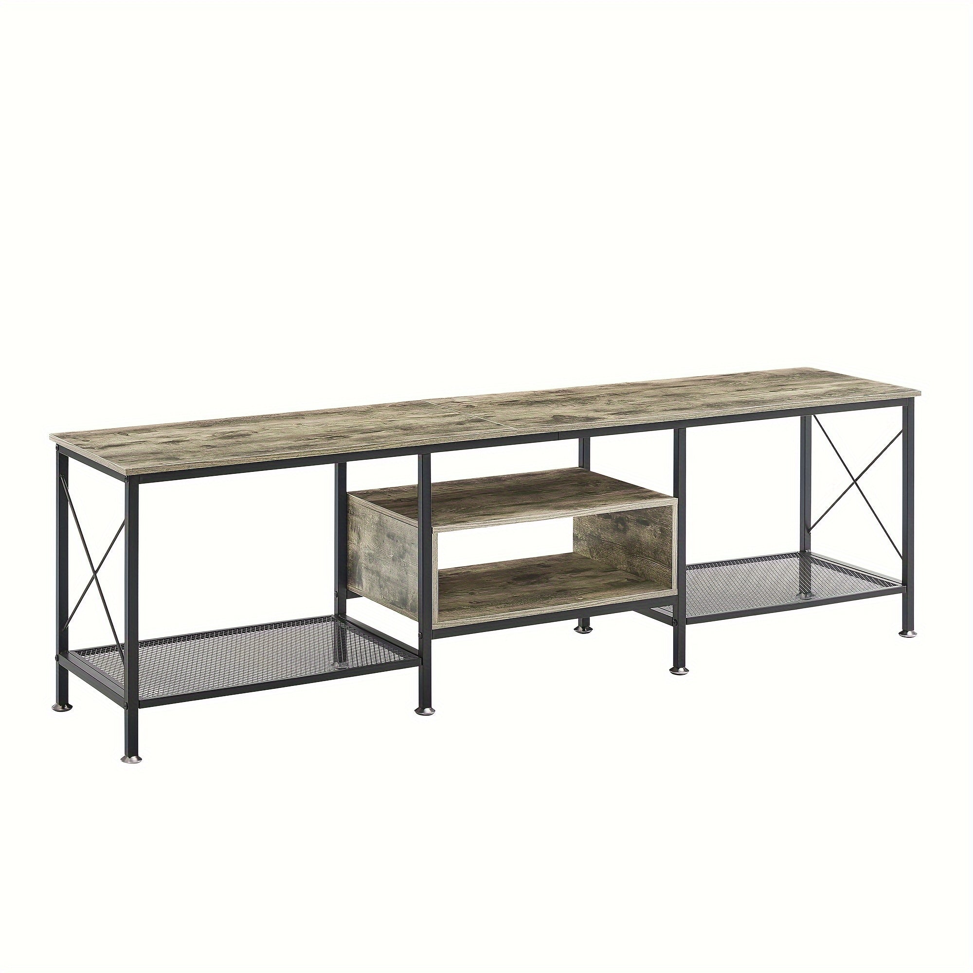 178cm Industrial TV Stand for 203cm Televisions Metal Frame with Open Storage - Gray / 70 inches - TV Stand Westberry