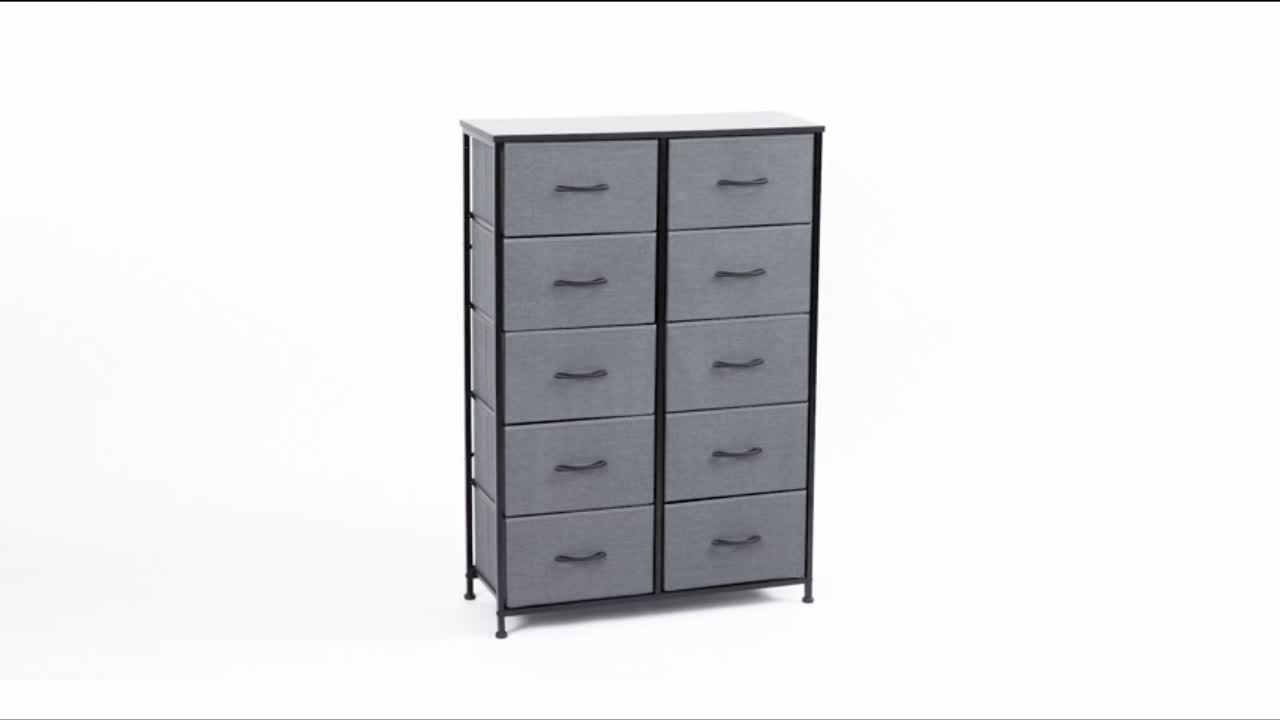 10 Drawer Storage Cabinet And 2-drawer Bedside Table, Single Item And Combination, Sturdy Wooden Top And Metal Frame, Sturdy And Durable, Suitable For Home Storage And Office Storage