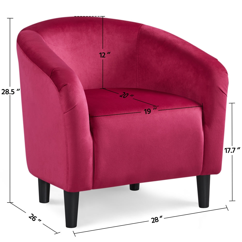 Velvet Club Chair Accent Arm Chair Upholstered Barrel Chair Black/Navy Blue/Gray/Pagoda Blue/Rose Red/Pink/Yellow