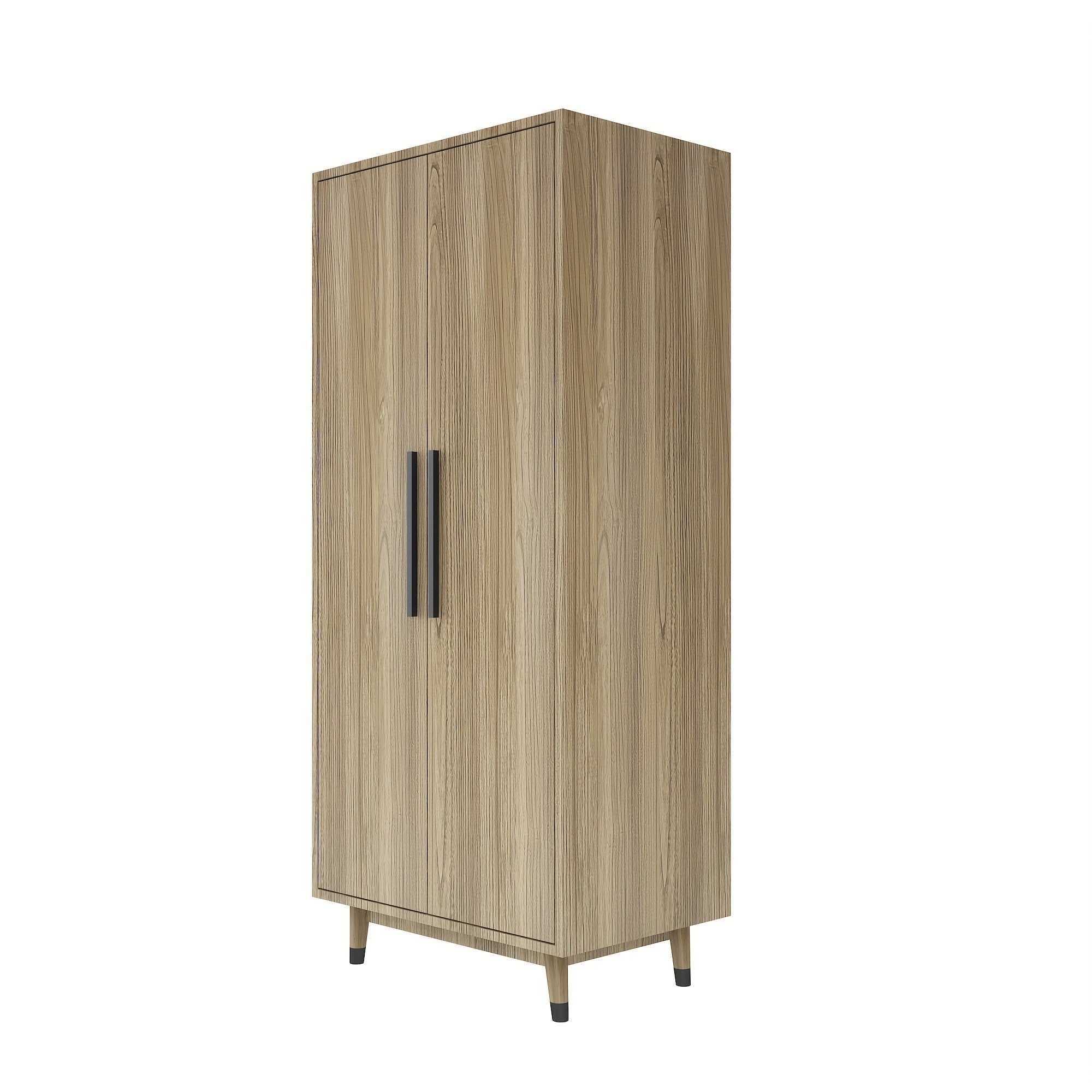 2 Door Armoire Wardrobe Bedroom Closet With 5 Storage Compartments And Hanging Rod For Bedroom