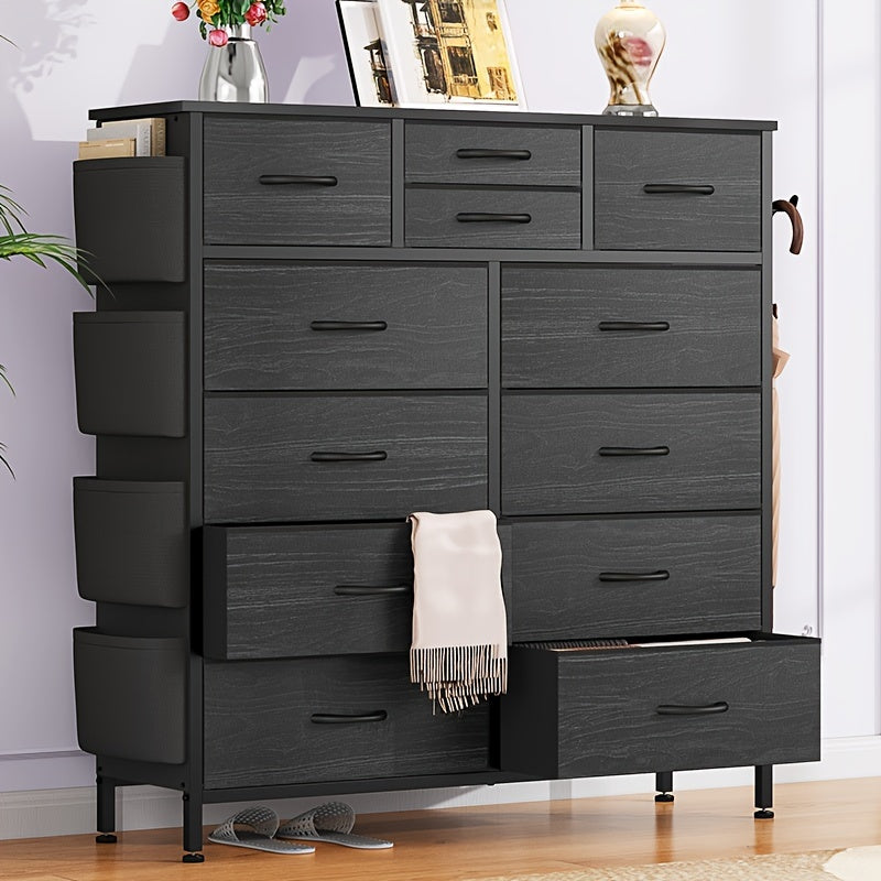 12 Drawer Dresser - Fabric Storage Tower, Organizer Unit For Bedroom, Living Room, Hallway, Closets - Sturdy Steel Frame, Wooden Top & Easy Pull Fabric Bins