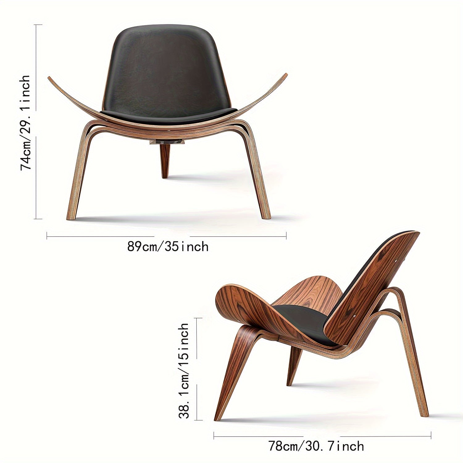 Wooden Accent Chair For Living Room, Tripod Chair, Reading Side Chair Bedroom Study Office Single Chair