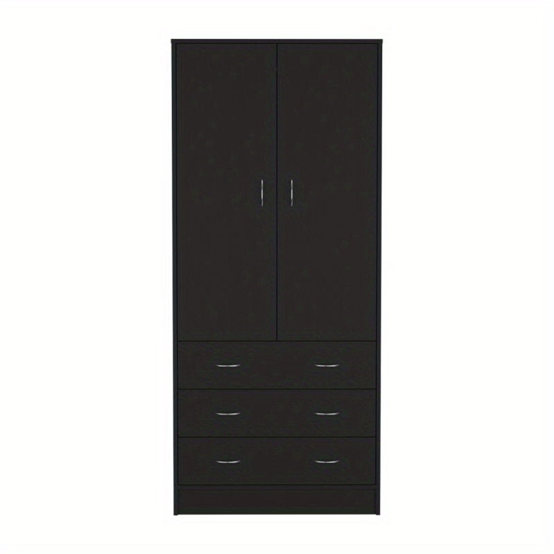 Bedroom Armoire Tall Wardrobe Closet Storage Black Metal Full Size Hanging Organizer for Home