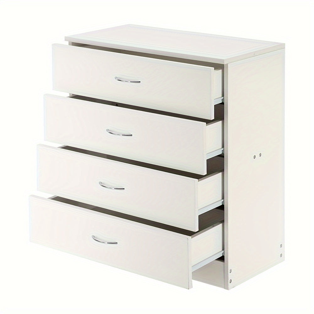 1pc MDF Wood Simple 4-Drawer Dresser White/Black