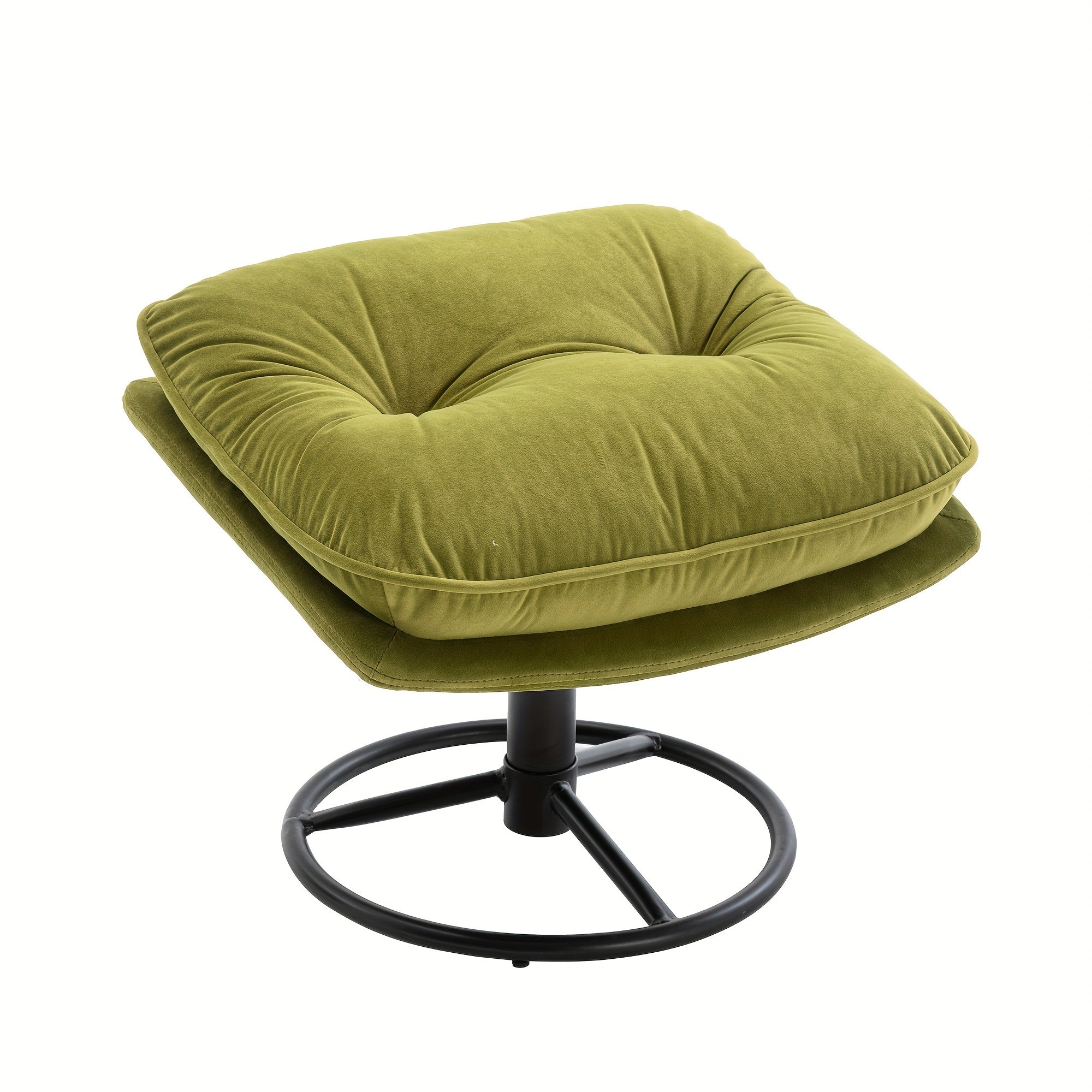 Luxurious Fruit Green Velvet Swivel Accent Chair & Ottoman Set - Modern Tufted Armchair with Footrest, 360° Swivel, Metal Frame, for Living Room or Bedroom Comfort, Bedroom Seating|Stylish Ottoman Set|Metal Frame Chair