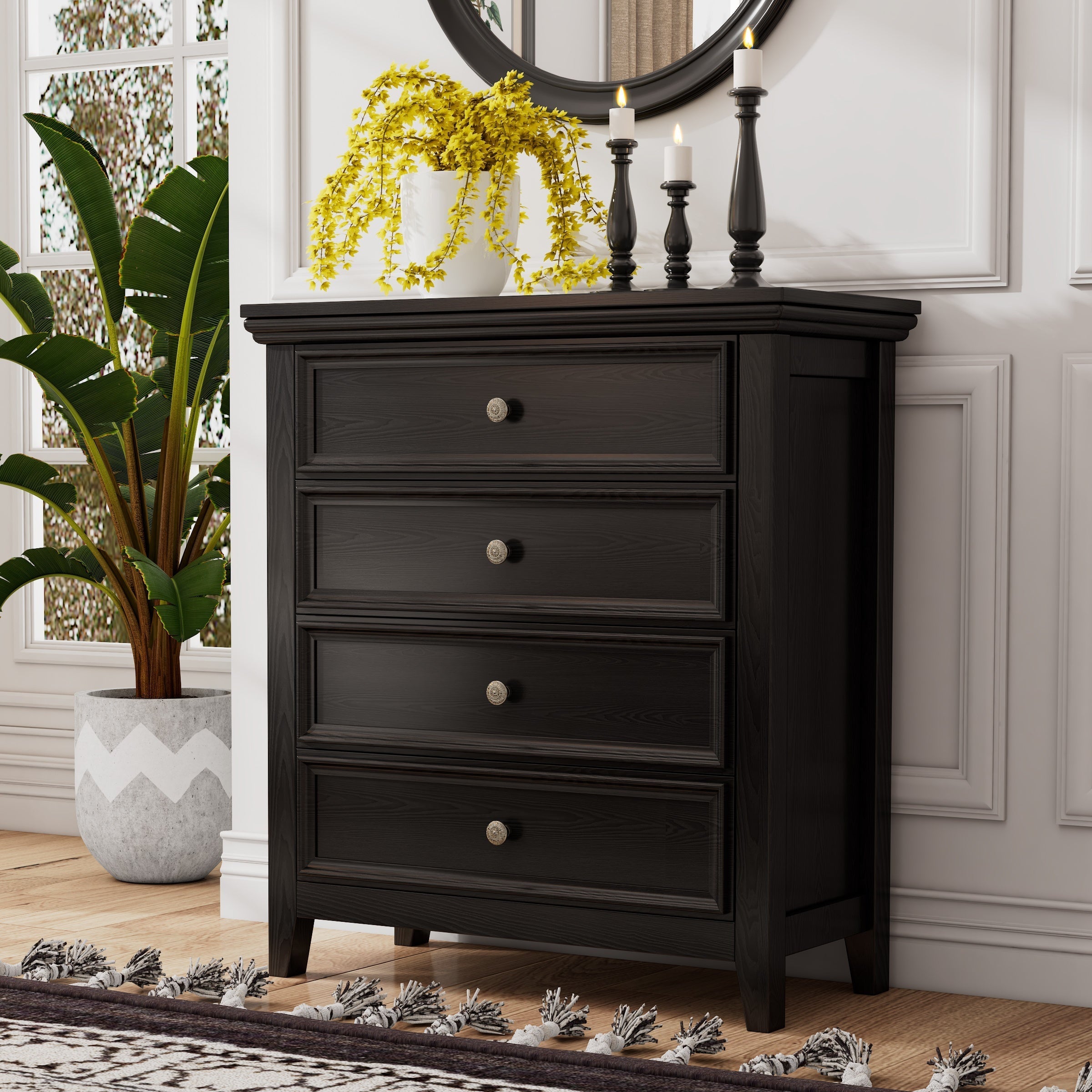 Dresser For Bedroom Black Dresser Chest Of Drawers Black Nightstand Modern Drawer Dresser Rustic Style Storage Cabinet