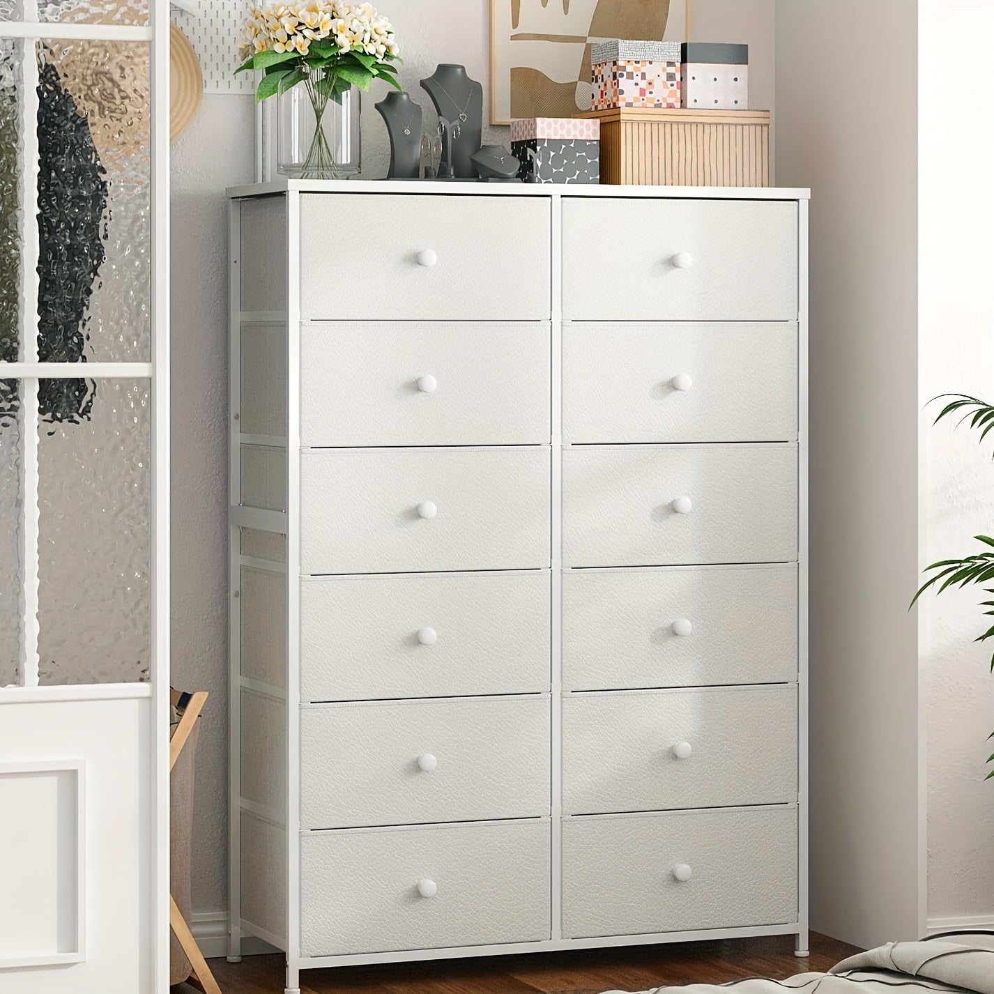 Tall Dresser For Bedroom, 12 Drawer Dresser For Bedroom, Fabric Dresser & Chest Of Drawers For Bedroom Dressers With 12 Large Drawers For Closet Living Room Entryway, 34.7"Dx11.8"Wx52.4"H