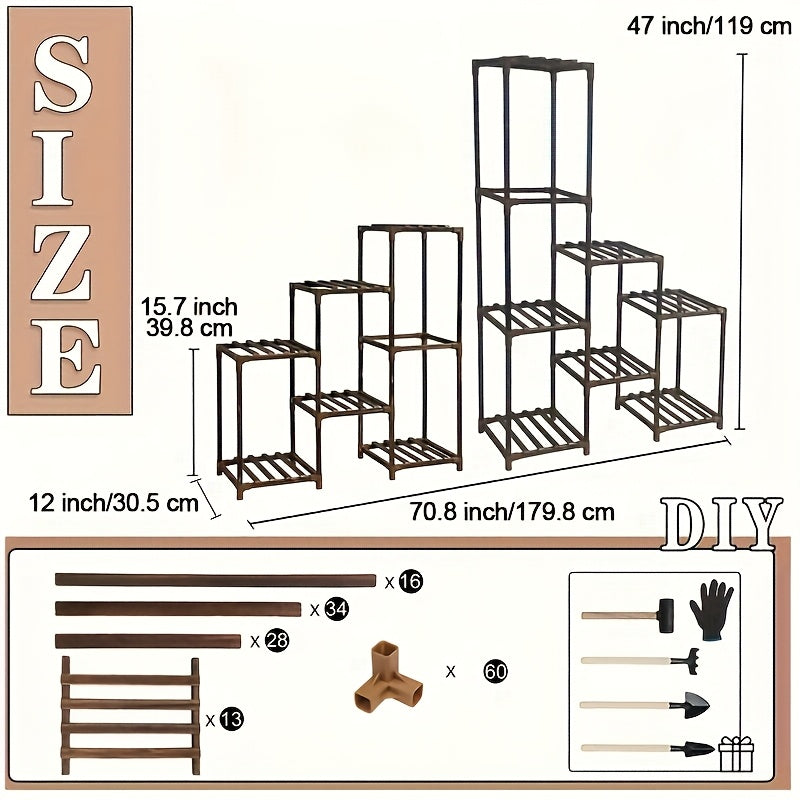 13th Floor Corner Flower Rack, Large Flower Rack, High Flower Rack Can Hold Multiple Potted Plants (with Hanging Space), Suitable For Bohemian Style Decoration In Courtyards, Balconies, Gardens, And Display Racks