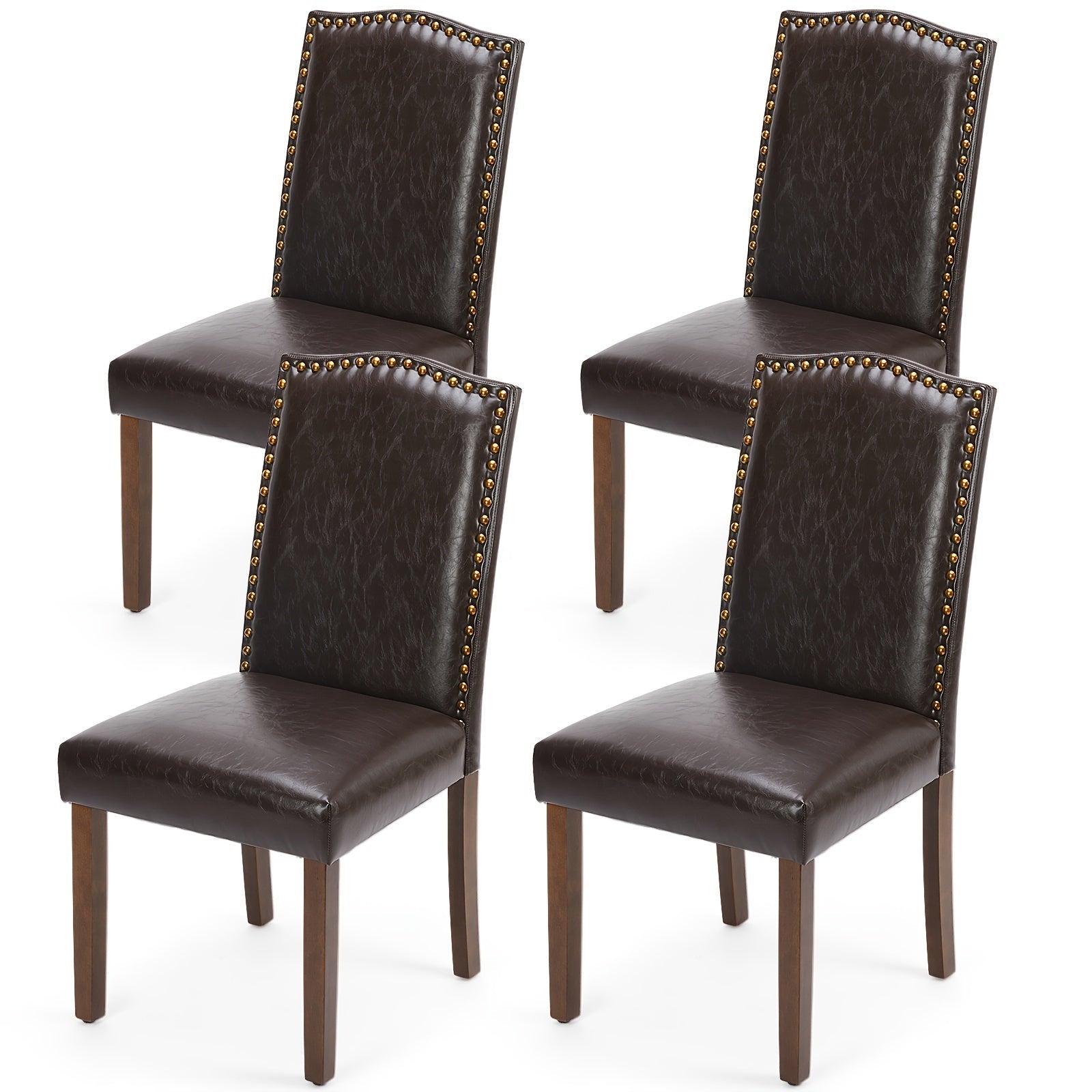 Dining Chairs Set of 4, Modern Upholstered High-end Dining Room Chair with Nailhead Back and Solid Wood Legs, Fabric Side Chairs for Dining Table, Kitchen, Living Room