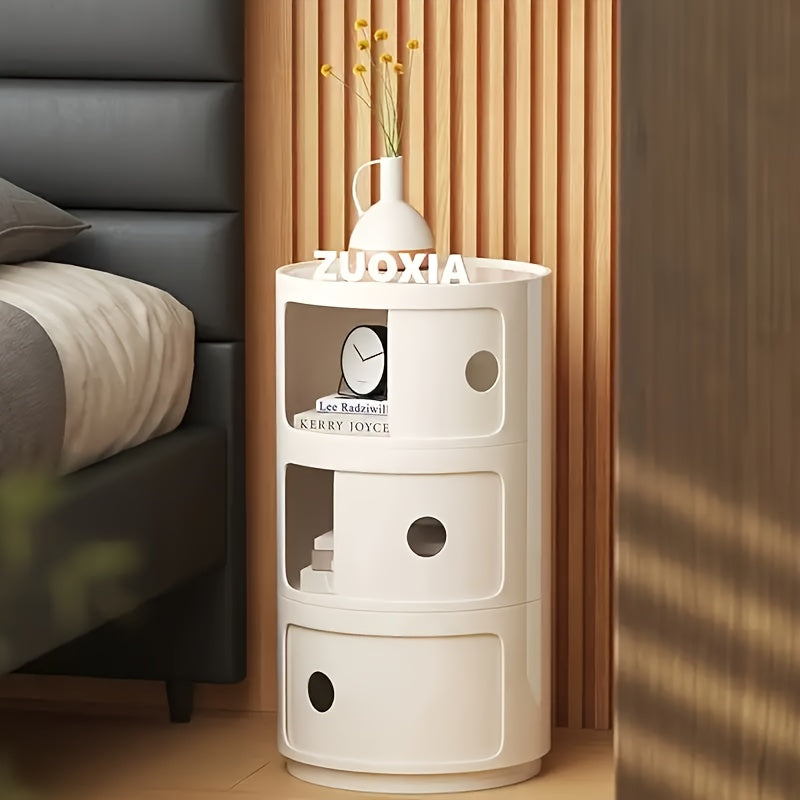 2/3 Layer Nordic Round Bedside Table Bedroom Small Side End Table Nightstand Storage Locker for Living Room Bedroom