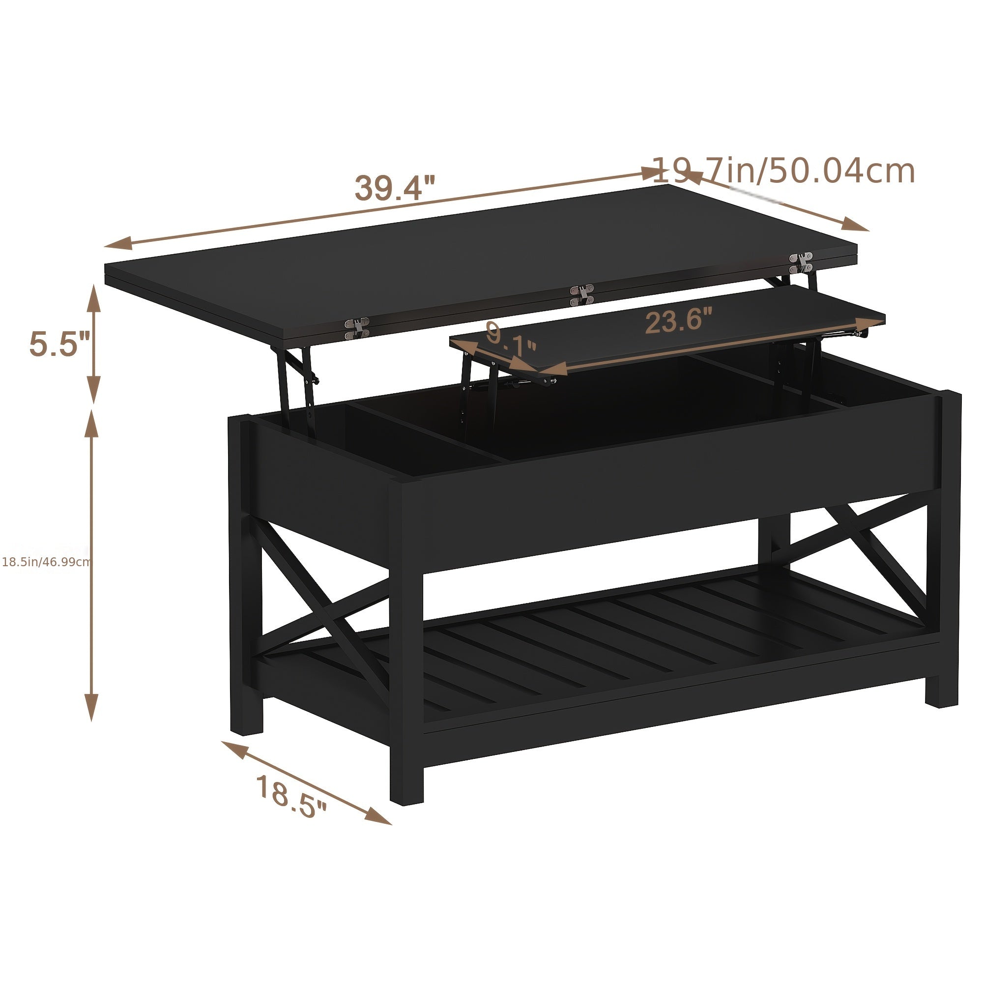 Versatile Farmhouse Coffee Table with Lift Top - Convertible to Dining, Storage & Hidden Compartment, Durable Wood Construction