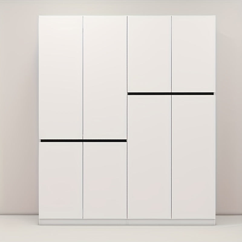 Modern White 4-Door Wardrobe with Shelves & Dual Hanging Rods - Spacious Armoire for Efficient Clothing Organization