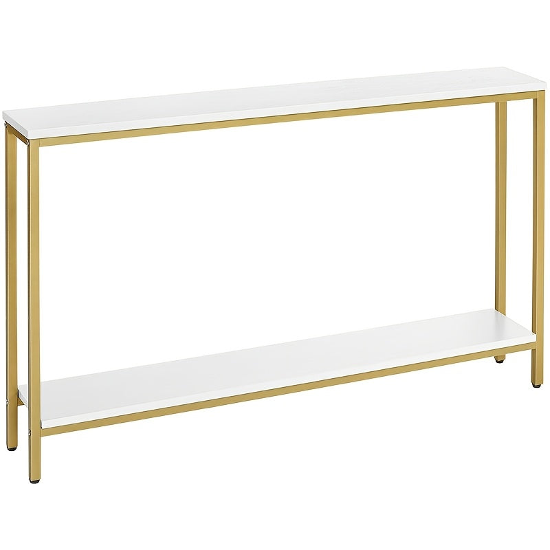 47.2" Skinny Console Table, Sofa Table With Support Bar, Hallway Entrance Table For Living Room, Entryway, Corridor, Sturdy, Easy Assembly, Wood Look Accent Table