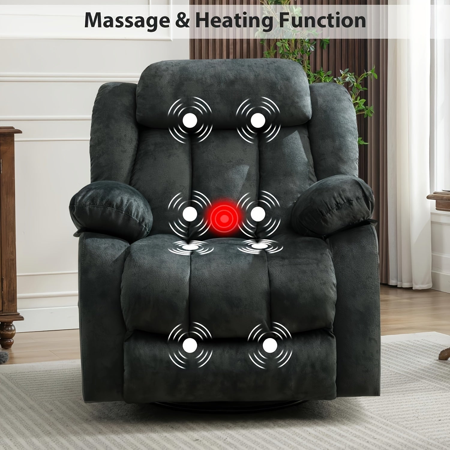 Modern Single Sofa Chair With 360 Degree Swivel Manual Lift Recliner, Use Living Room, Dining Room Leisure Chair